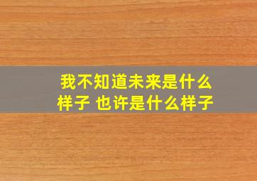 我不知道未来是什么样子 也许是什么样子